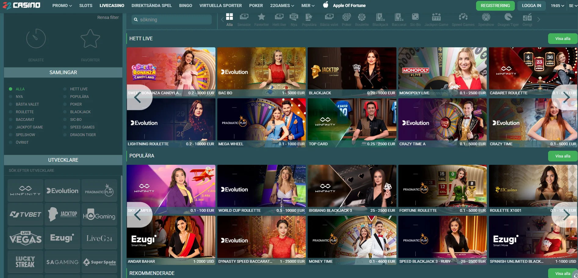 Casino utan svensk licens med slots och live casino